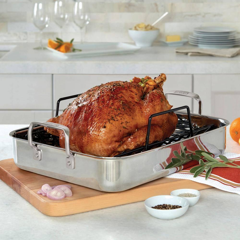 Viking ® 3-Ply Stainless Steel Roasting Pan with Rack and Thermometer Set