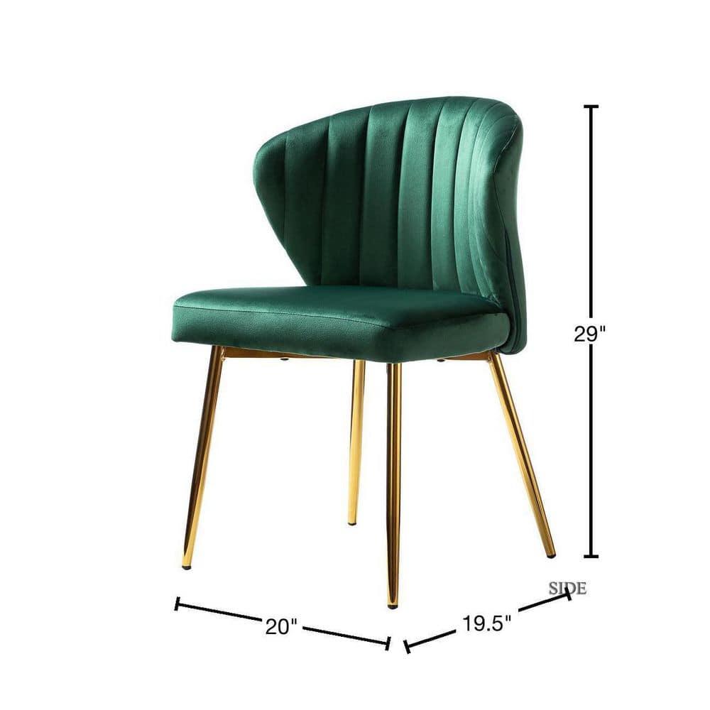 Velvet Wingback Dining Chair Upholstered Makeup Vanity Chair Gold Metal Legs Home Bedroom Green