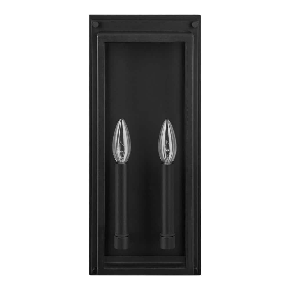 Bradford 18 in. 2-Light Black Outdoor Wall Light Fixture with Clear Glass