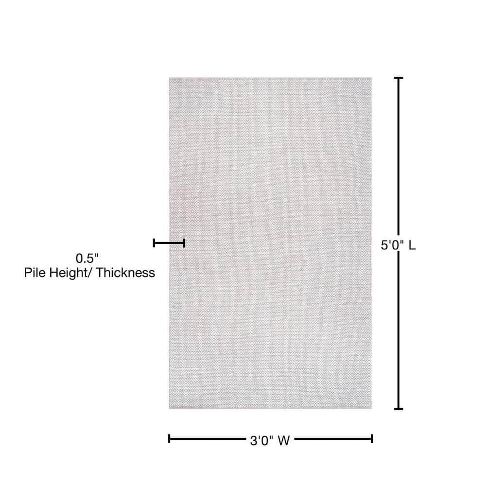 3'x5' Cotton Hand Loomed Lorretta Area Rug Taupe - nuLOOM: Geometric Flat Pile, Handmade Indoor Decor