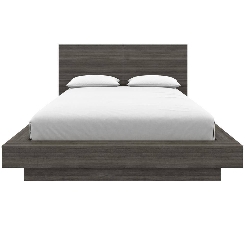 Nexera Marconi Platform Bed Set In Grey Oak