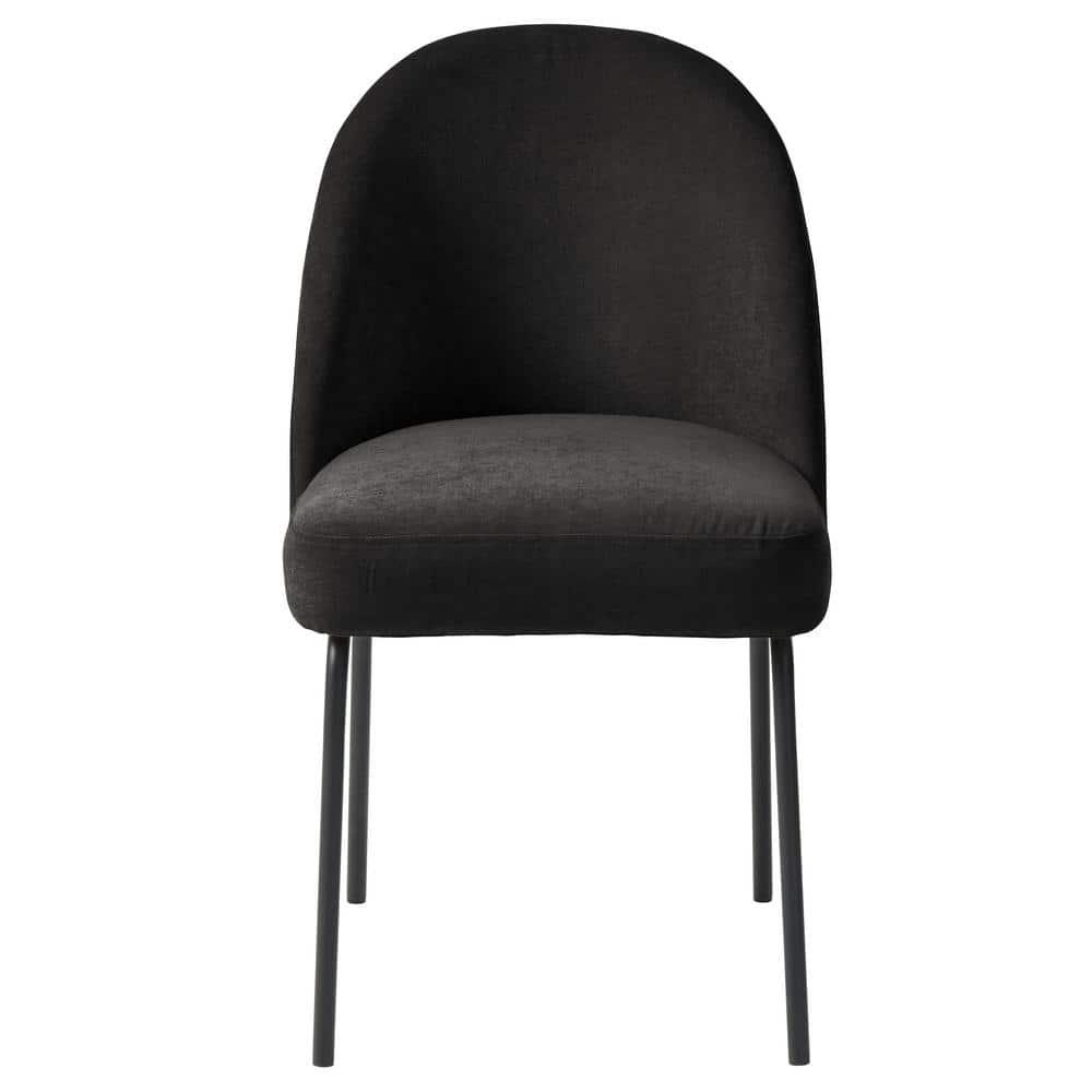 Unique Furniture Chenille Fabric Dining Chair in Charcoal/Black (Set of 2)