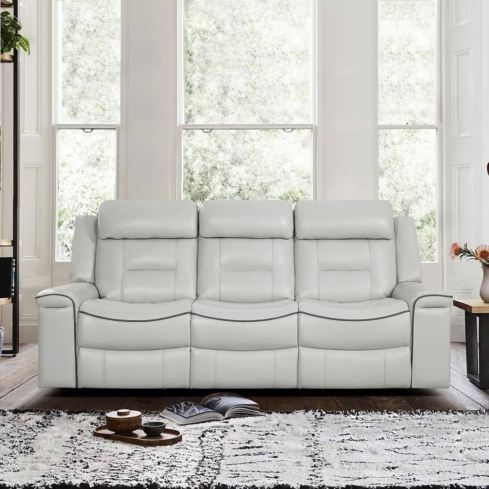 Homelegance Darwan 88" Leather Gel Double Reclining Sofa, Light Gray