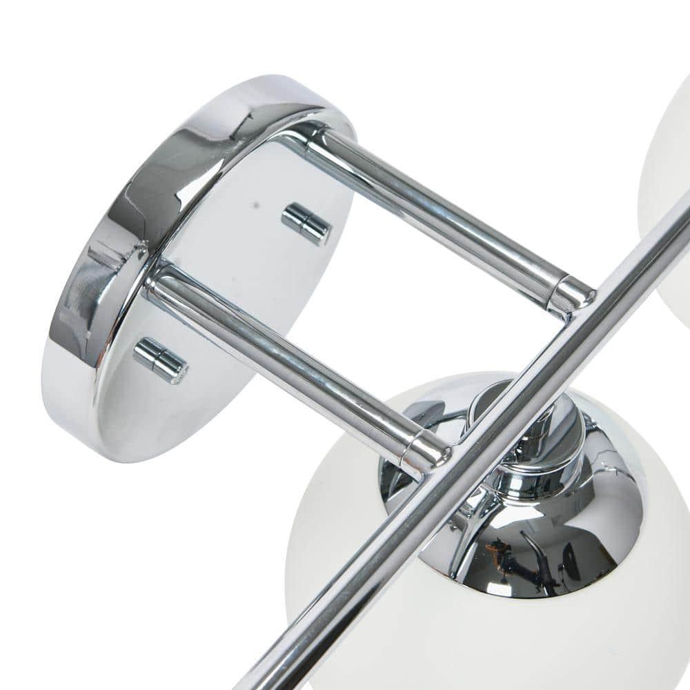Robert Stevenson Lighting Lorne Metal and Frosted Glass 3-Light Vanity Light Chrome: ETL Listed, Modern Wall Fixture
