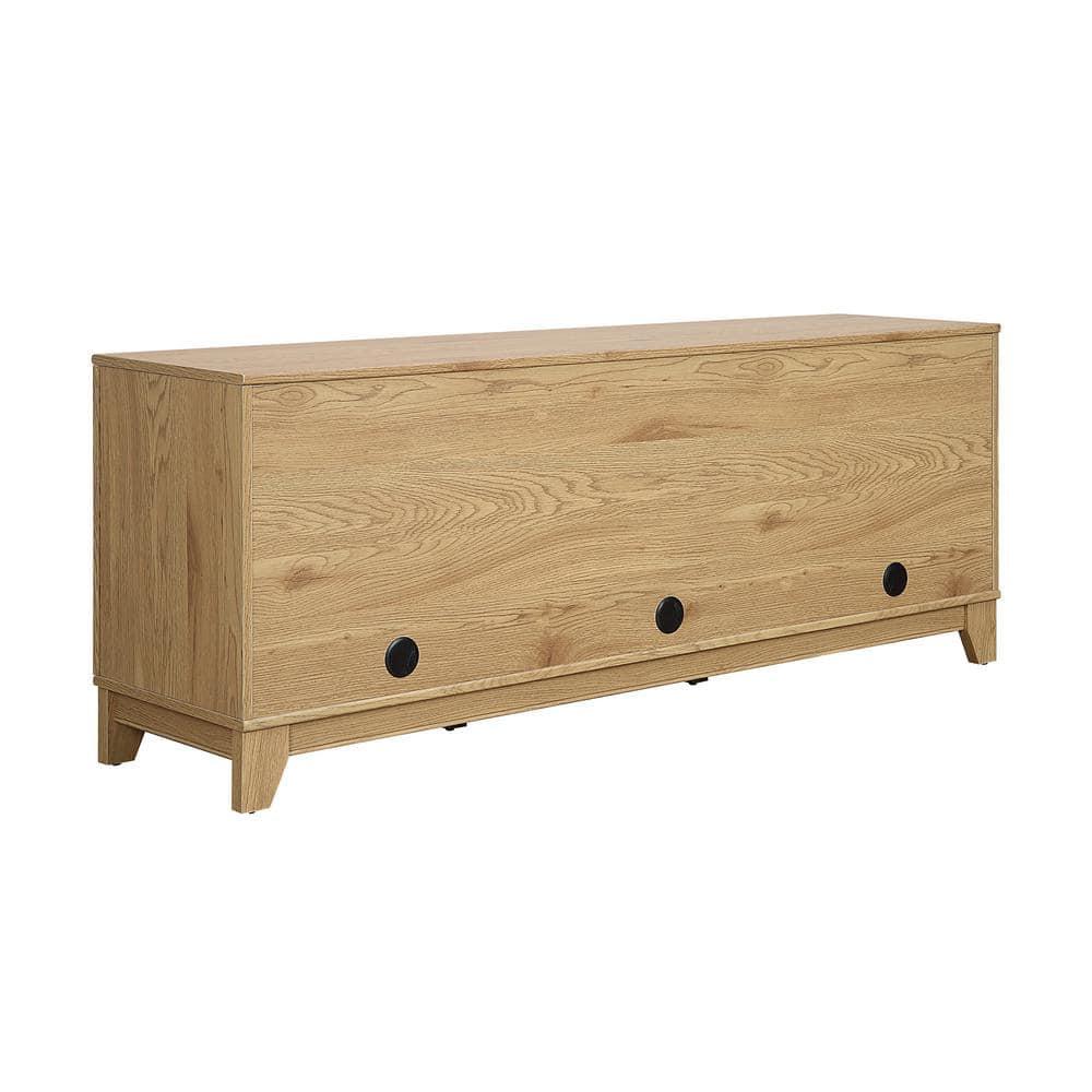 Manhattan Comfort Sheridan Modern 6 Shelf Cane TV Stand for TVs up to 55" Natural: Media Console with Cable Management