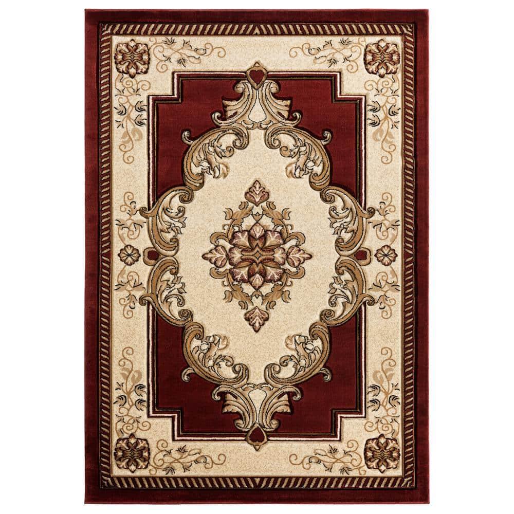 Designer Home Swan Area Rug 2050 10534 Fallon Burgundy Medallion Curls 1' 10" x 2' 8" Rectangle