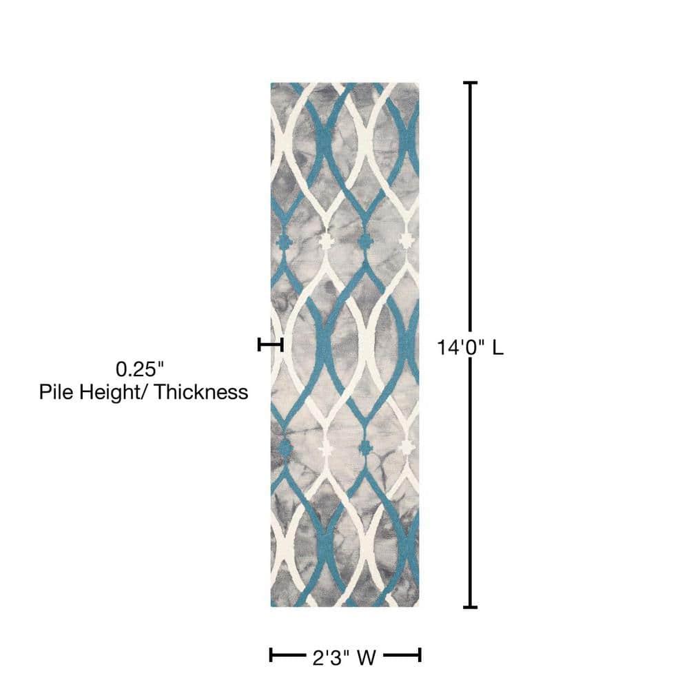 Dip Dye DDY534 Hand Tufted Runner Rug - Grey/Ivory Blue - 2'3"x14' - Safavieh.