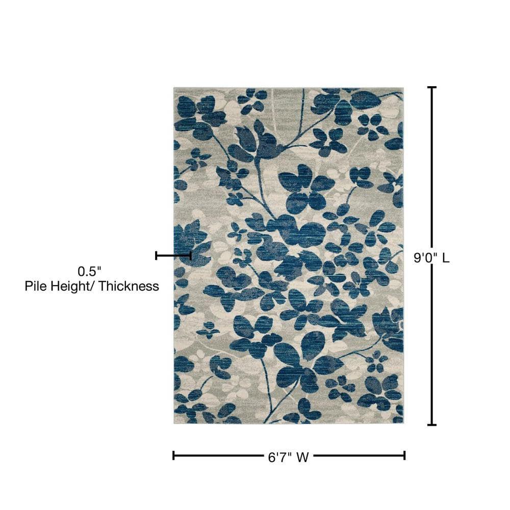Evoke EVK236 Power Loomed Area Rug - Grey/Light Blue - 6'7"x9' - Safavieh.