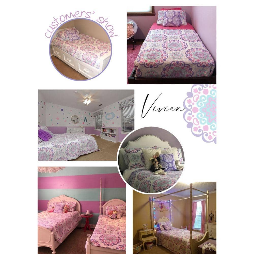 ALEX + BELLA Vivian Purple reversible Cotton Quilt Set