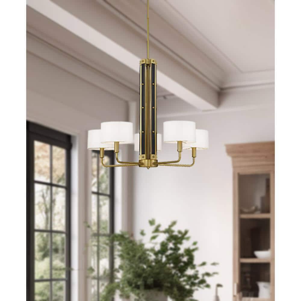 Minka Lavery Minka Lavery Chelsea Soft Brass With White Silk Chandelier