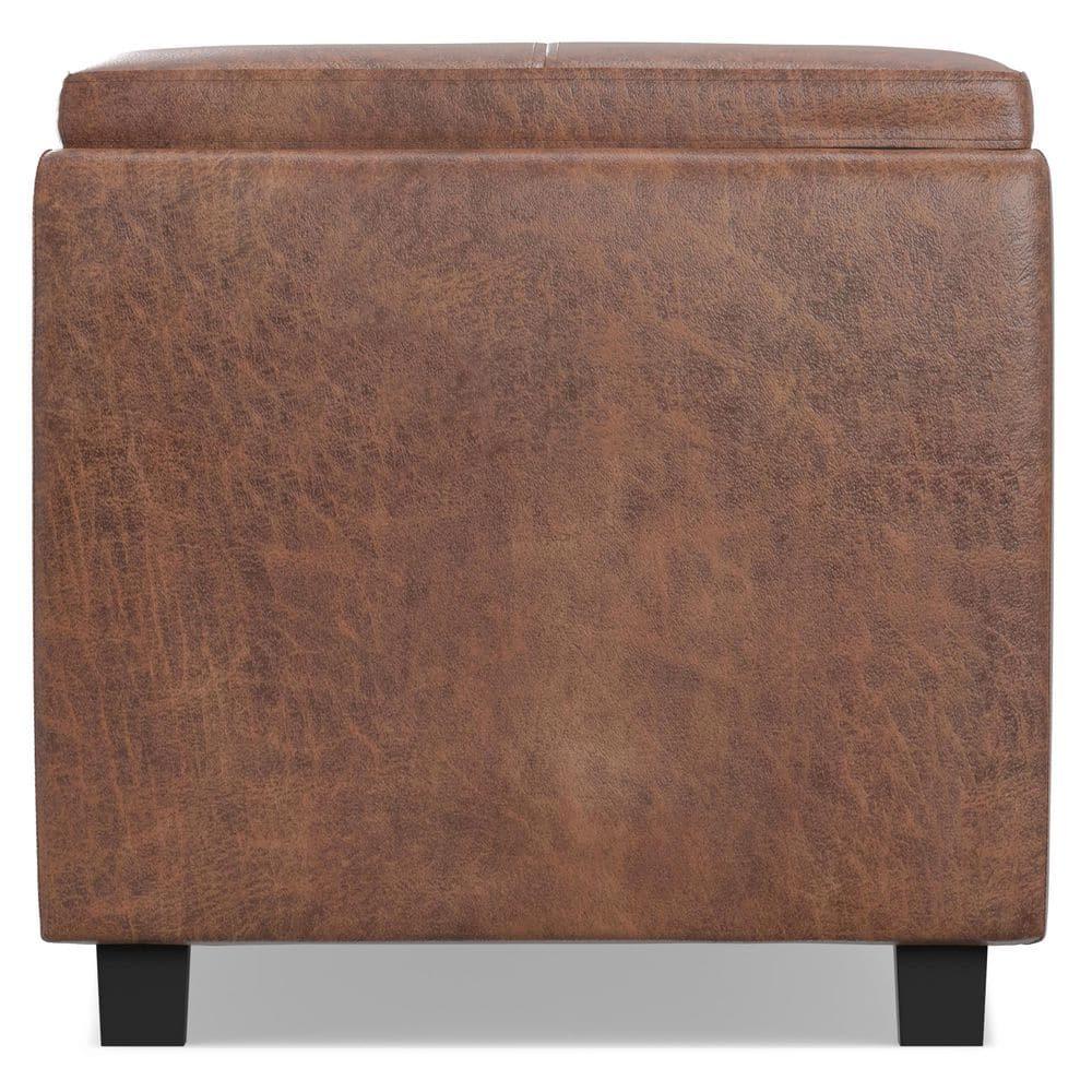Simpli Home Avalon 42"W Upholstered Storage Ottoman with 3 Flip-Over Serving Trays