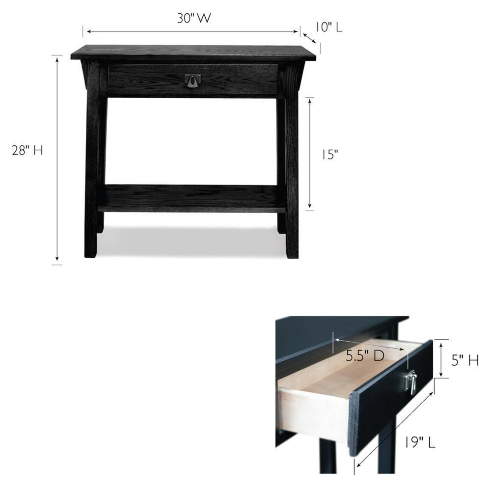 Favorite Finds Mission Hall Stand Slate Finish - Leick Home: Compact Wood Entryway Table with Drawer, CARB Certified