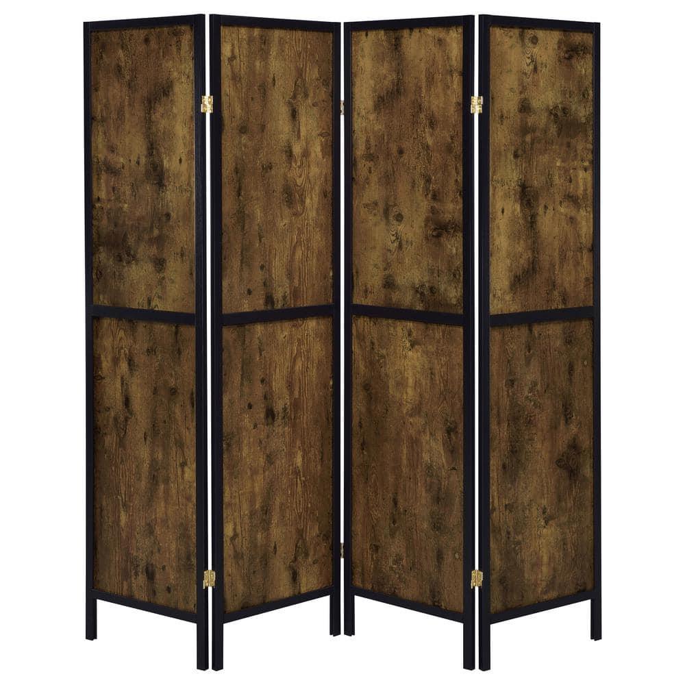 Coaster Farmhouse Wood Four Panels Room Divider with Clean Lines in Nutmeg