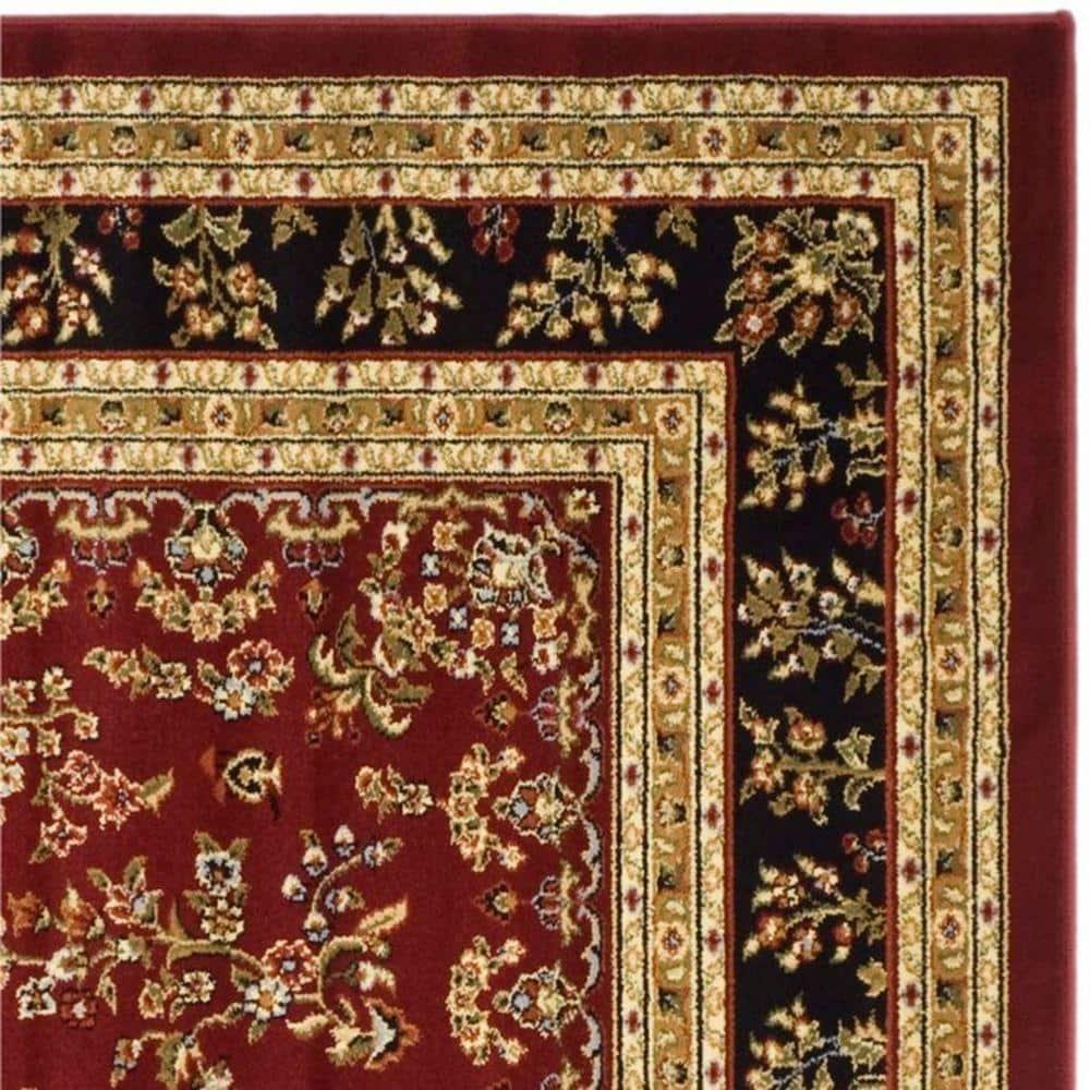 Lyndhurst Sarouk LNH331 Power Loomed Area Rug - Red/Black - 6'x6' - Safavieh
