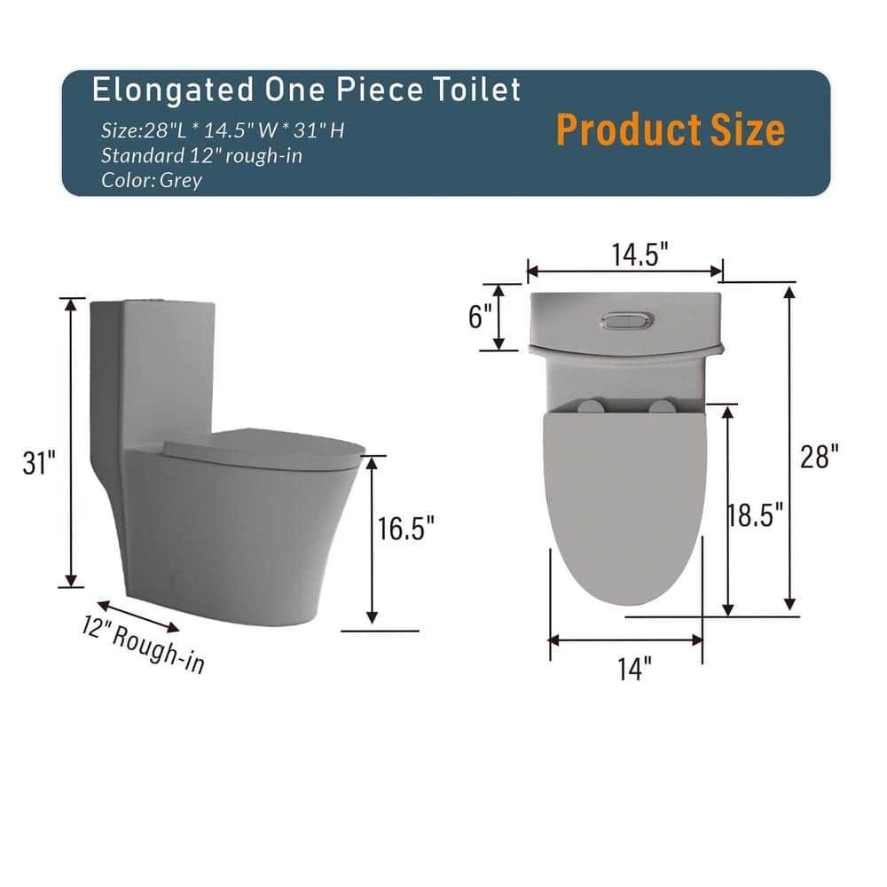 REDmintss Elongated One Piece Toilet AGLBX06498A