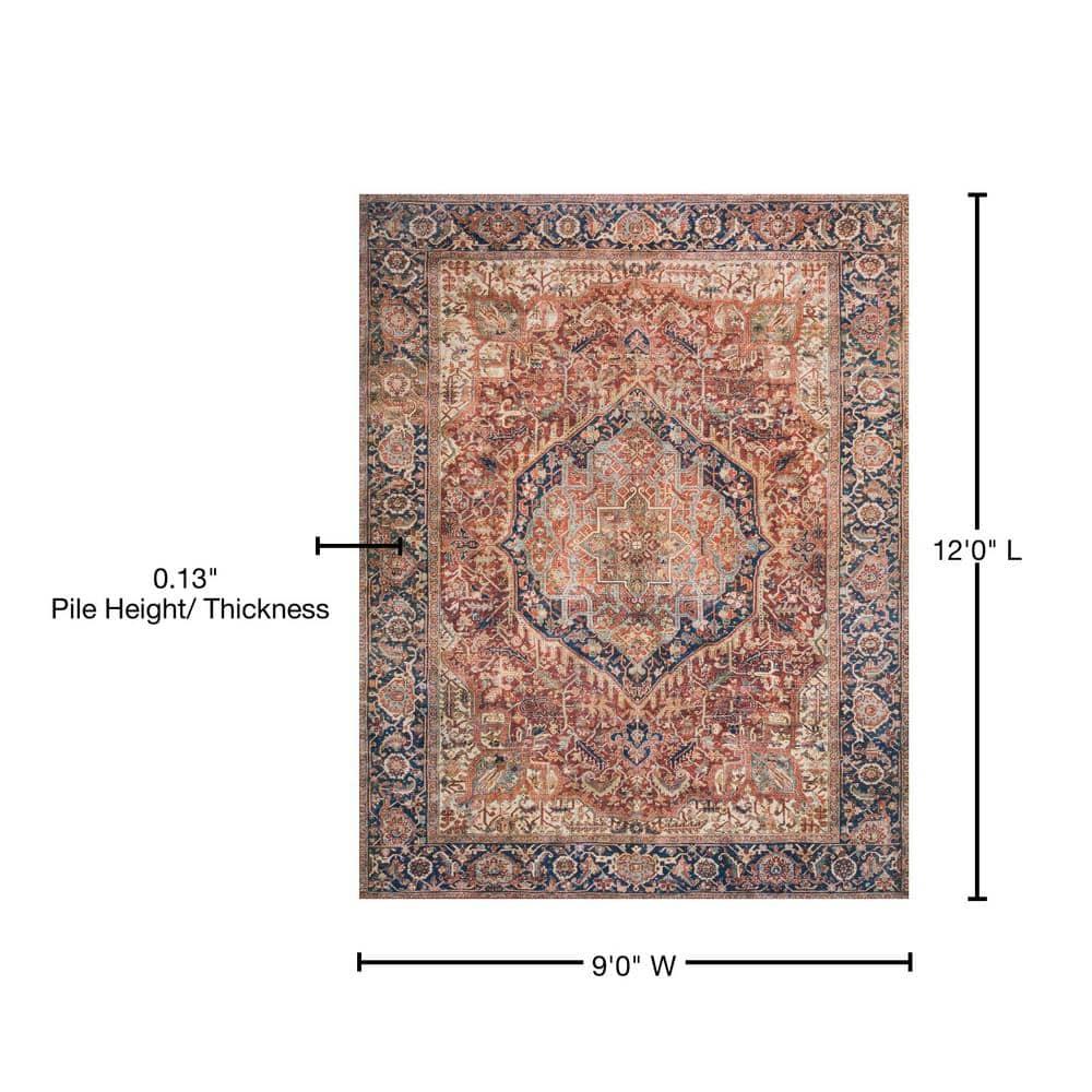 Loloi II Layla Printed Oriental Distressed Red / Navy Area Rug
