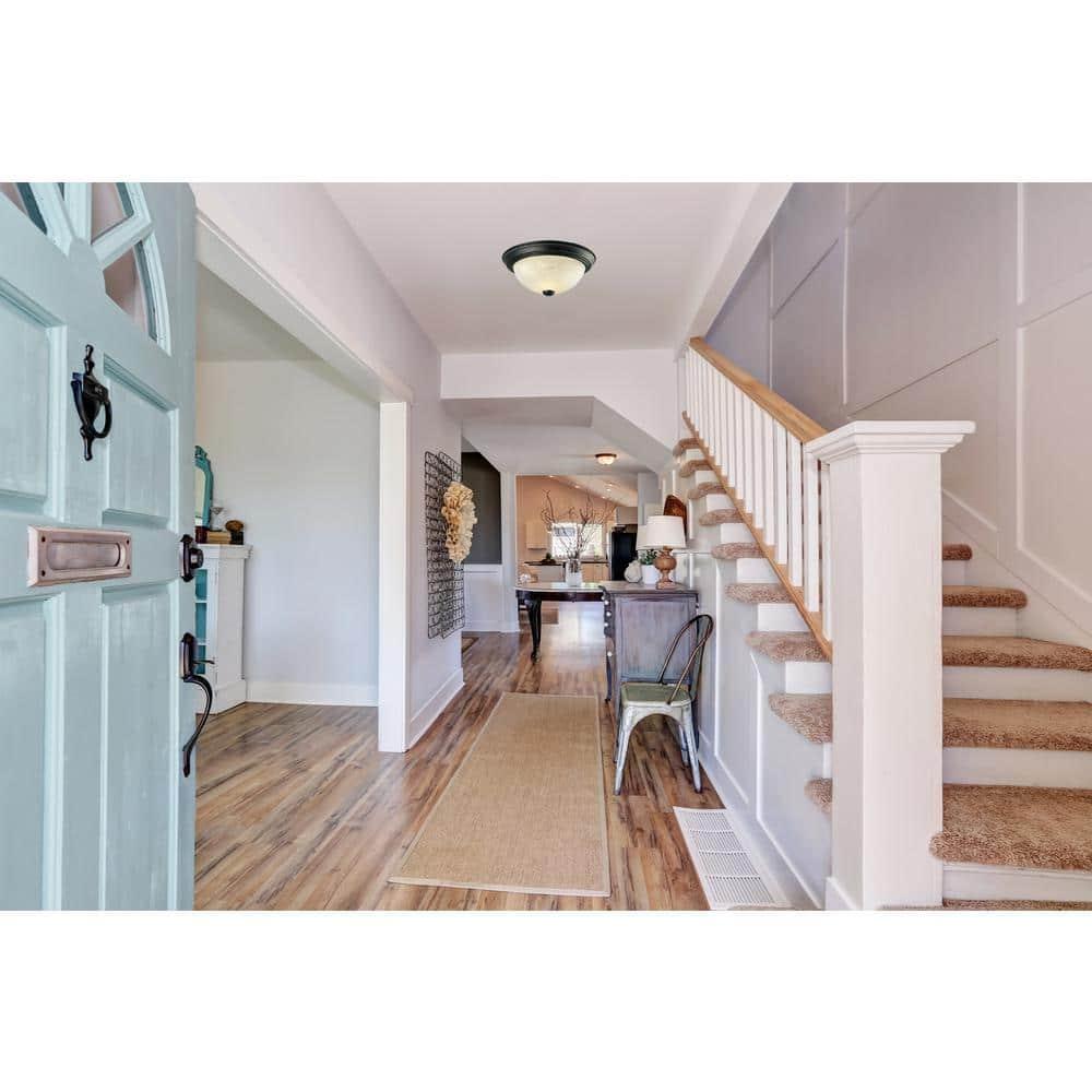 Design House 588251 Traditional 2 Pack 2-Light Indoor Dimmable Ceiling Light with Alabaster Glass for Bedroom Hallway Kitchen Dining Room, Matte Black