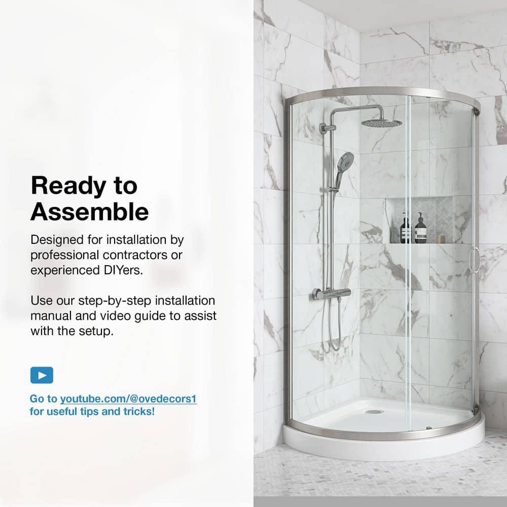 OVE Decors Breeze 35 in. Round Shower Kit w/ Clear, Base