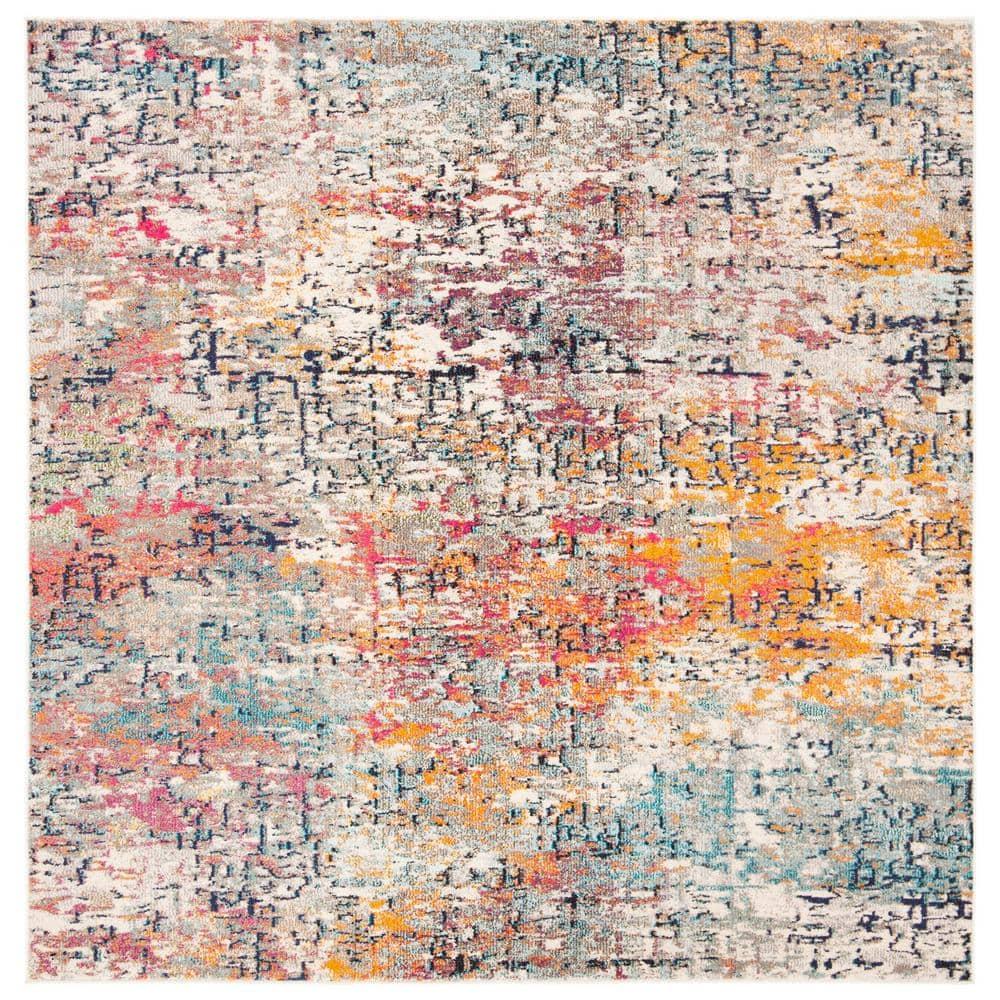 Madison MAD460 Power Loomed Indoor Area Rug - Grey/Pink - 6'7"x6'7" - Safavieh