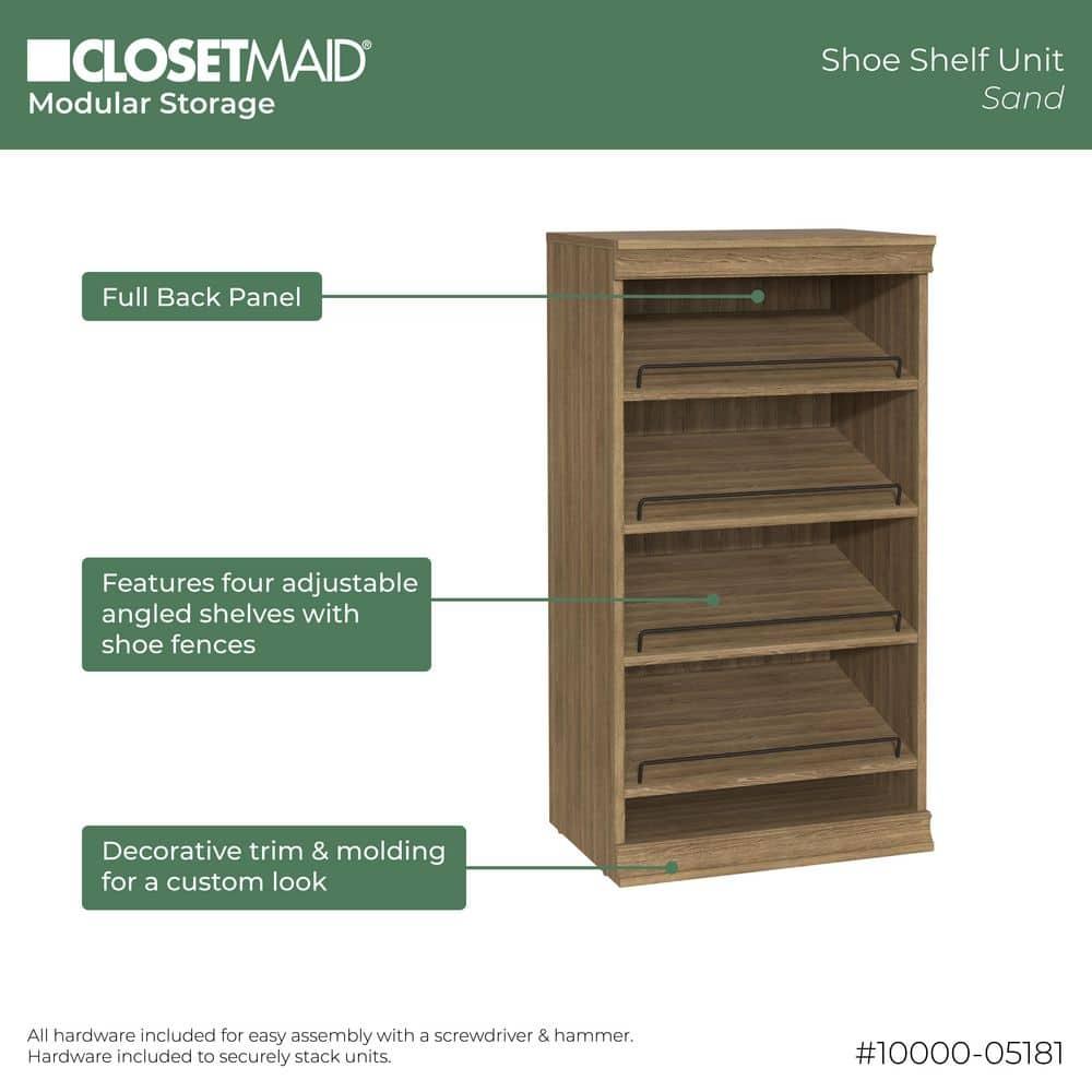 Modular Storage 21.38" W Shoe Shelf Unit with 4 Shelves