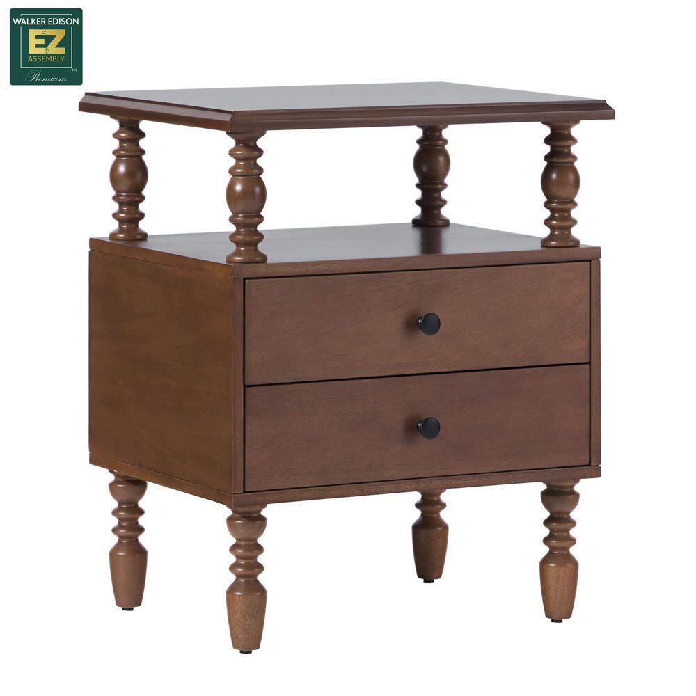 Vivienne Easy Assembly Solid Wood Spindle 2-Drawer Nightstand