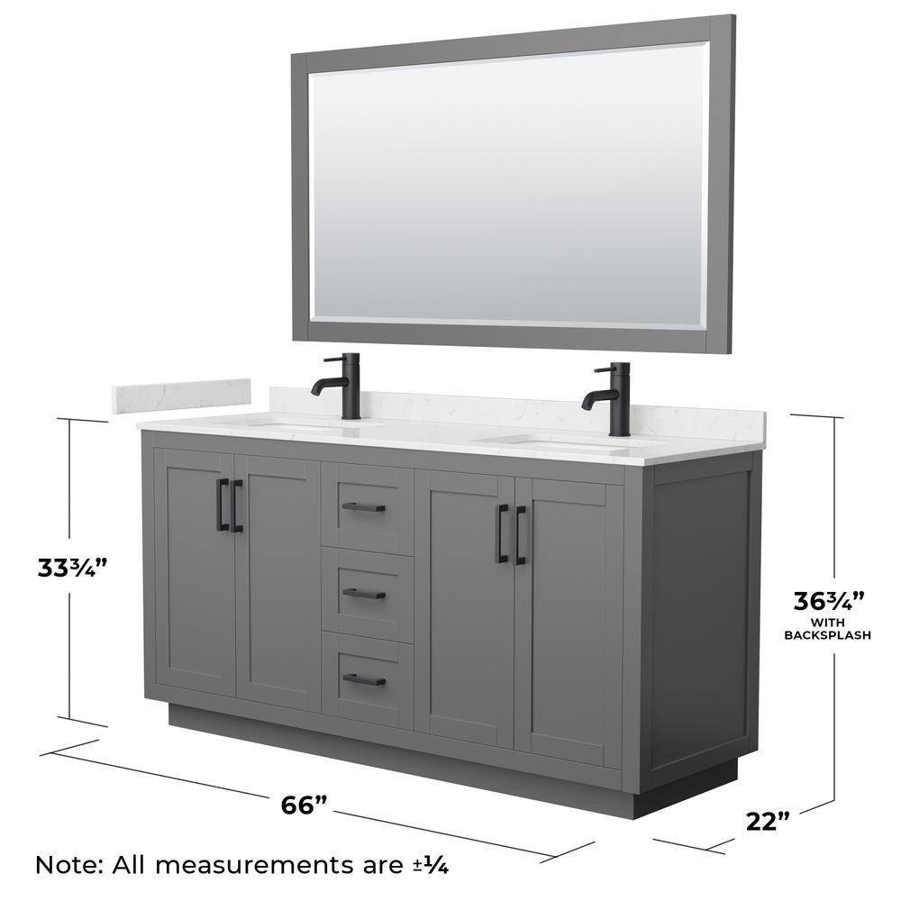 Wyndham Collection Miranda 66" Freestanding Double Bathroom Vanity with Cultured Marble Top with 58" Mirror