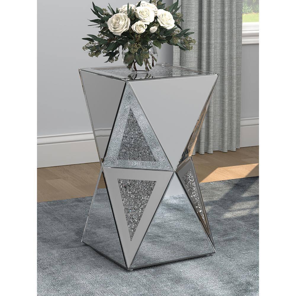 Matheo Mirrored Glass Top Pedestal End Table