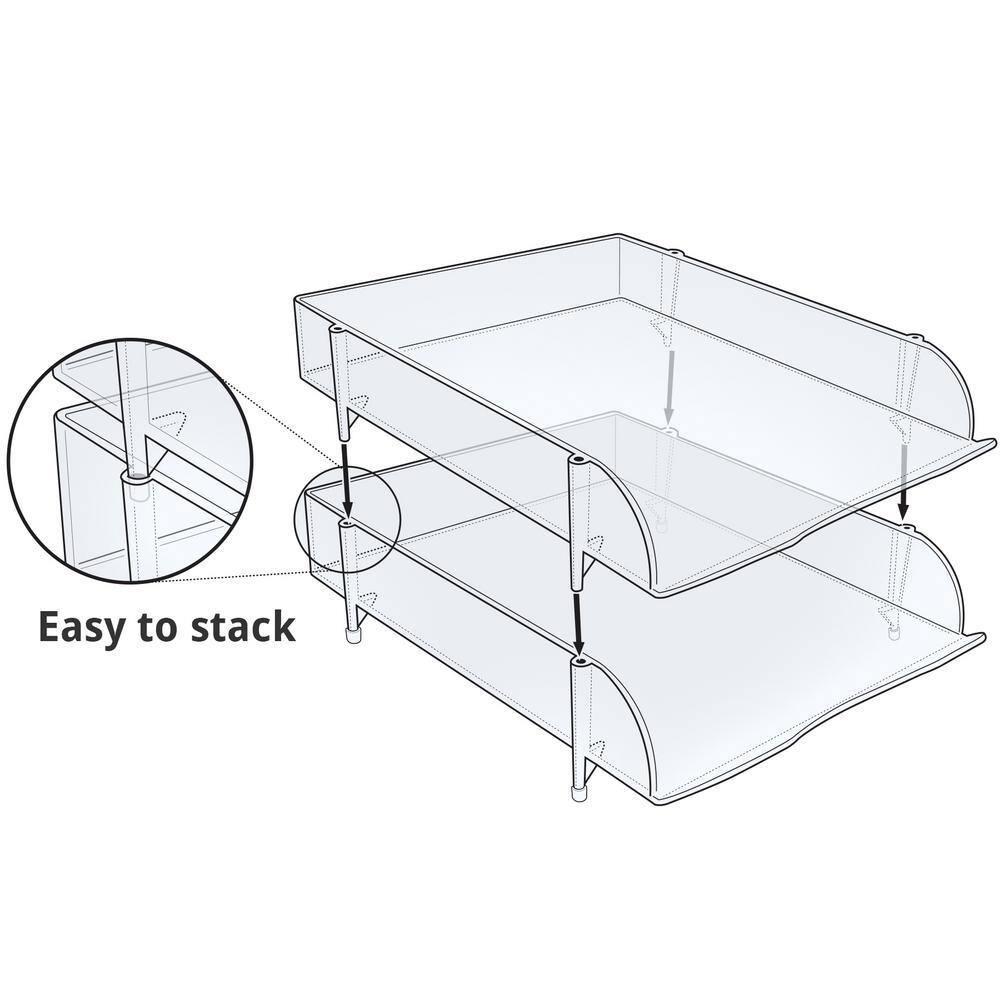 Stackable Clear Letter Tray Desk Organizer, 4-Pack (Set of 4)