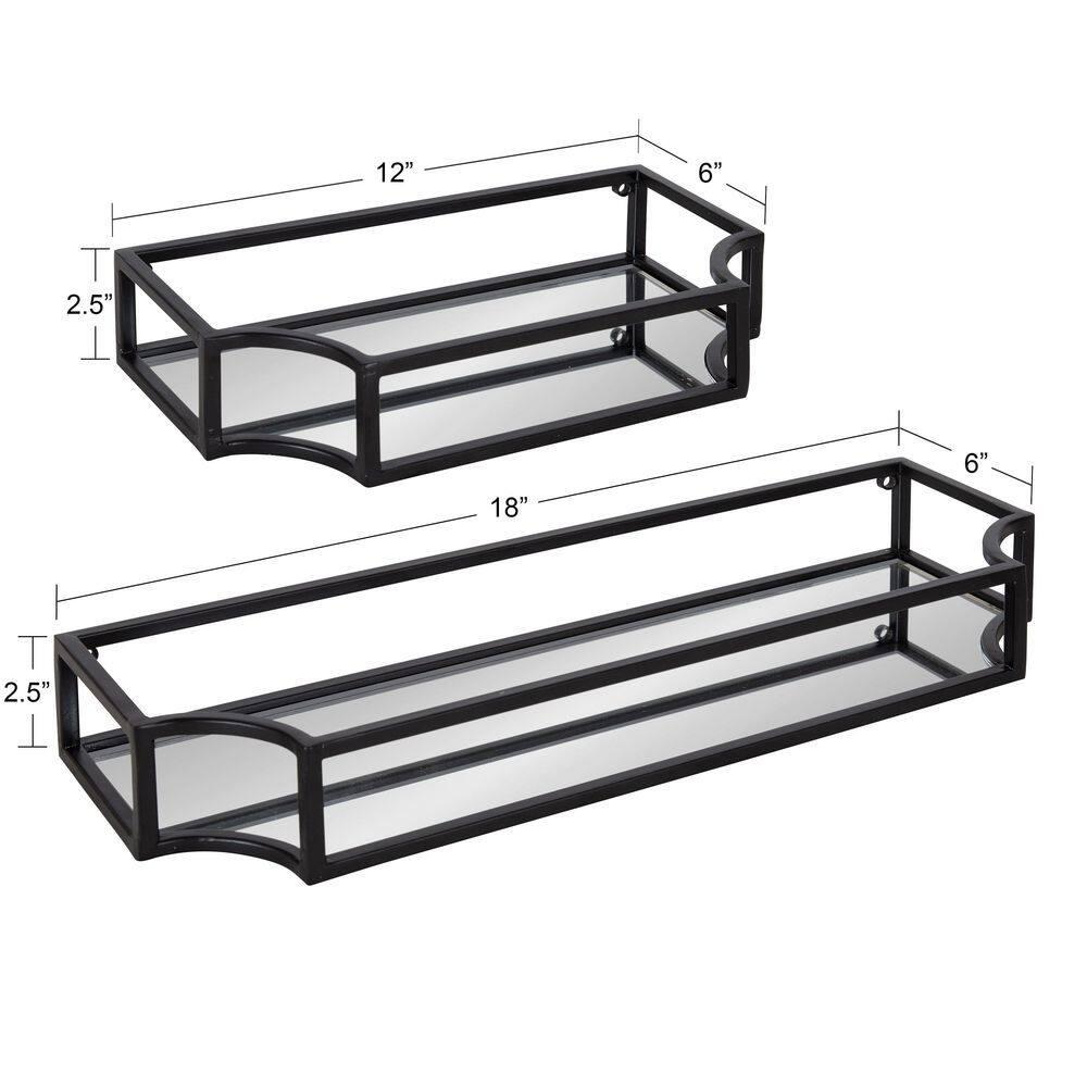 Kate and Laurel Ciel Scalloped Metal Floating Shelf, 2 Piece, Black