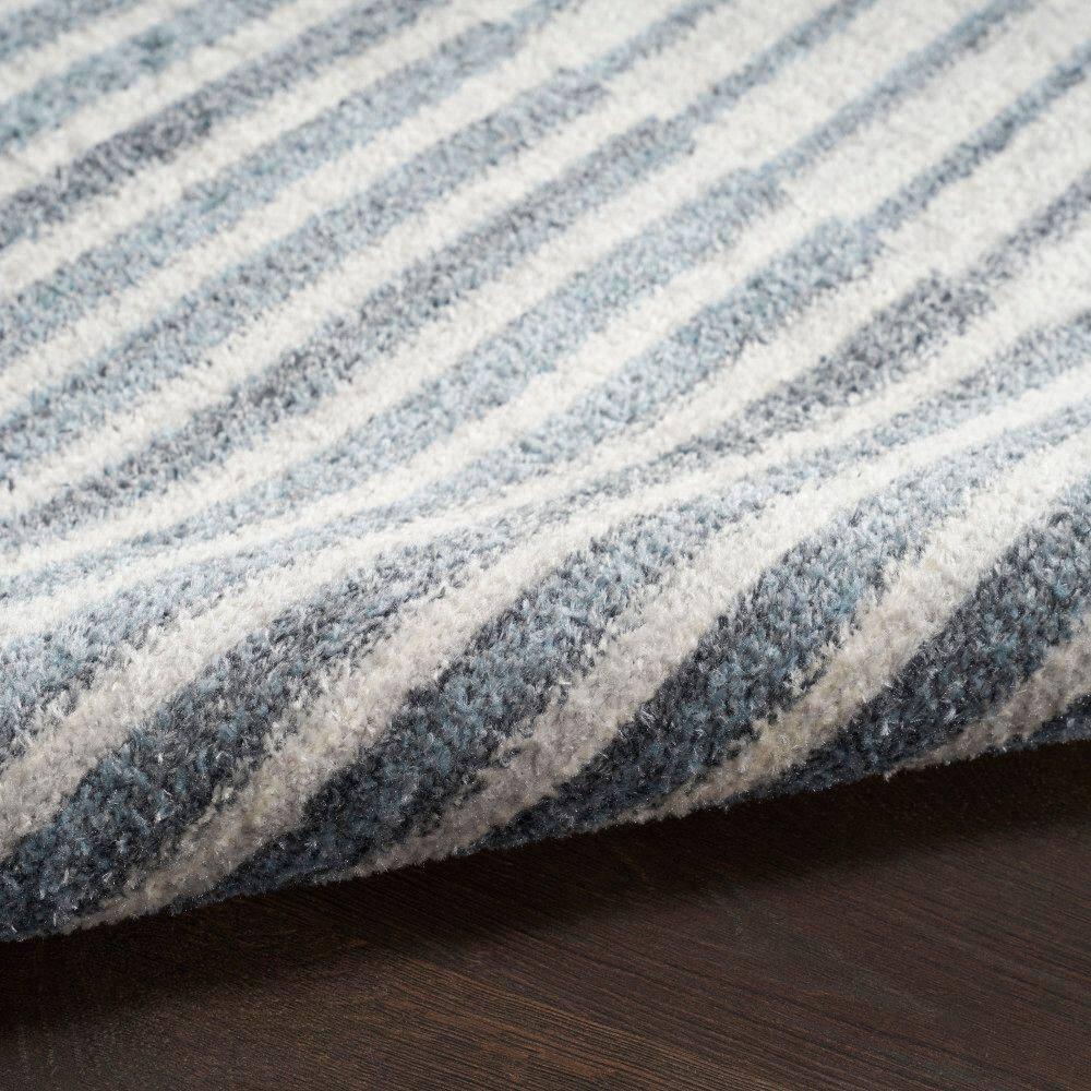 Nourison Astra Machine Washable Semi Circles Mid-Century Modern Indoor Rug Ivory Blue 2'2" x 4'