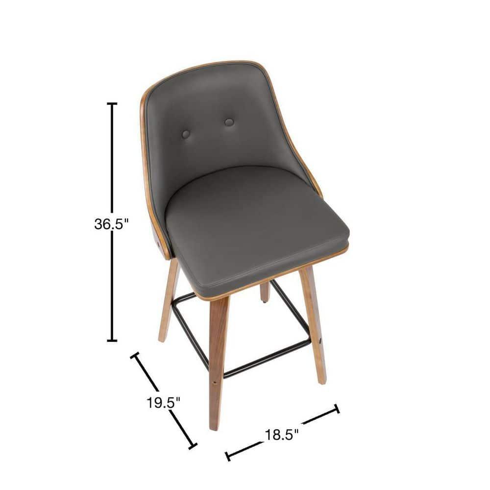 Set of 2 Gianna Upholstered Counter Height Barstools Gray/Walnut - Lumisource