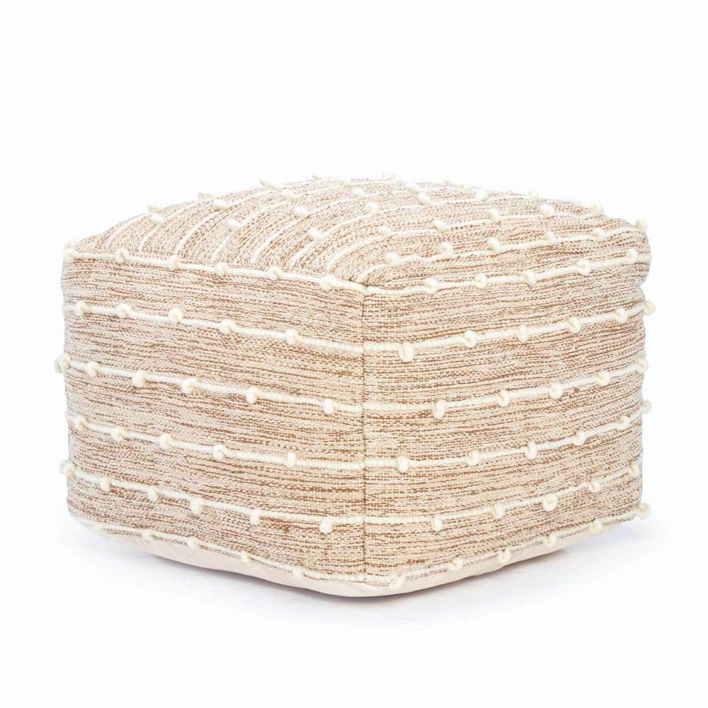 Penelope Pouf Ottoman Brown/Ivory - Anji Mountain: Cotton Blend, No Assembly, Fair Trade Certified
