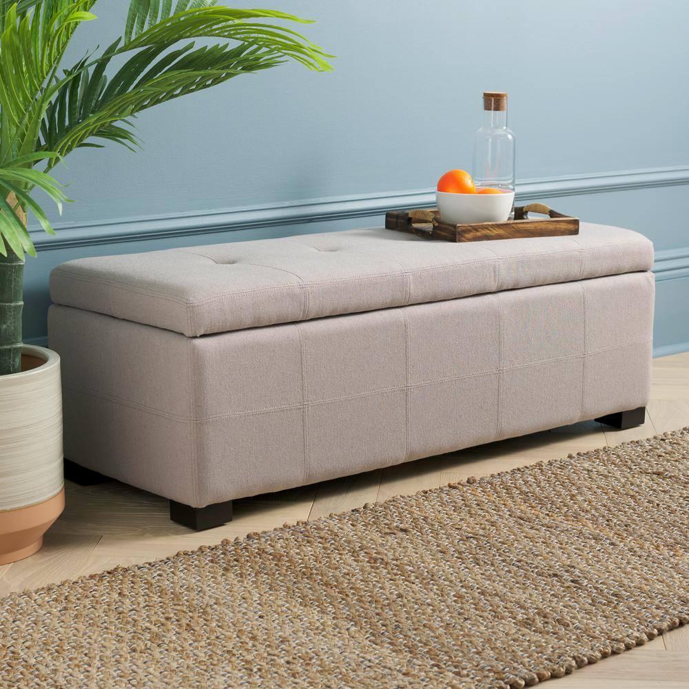 Maiden Tufted Storage Bench Large - Taupe - Safavieh