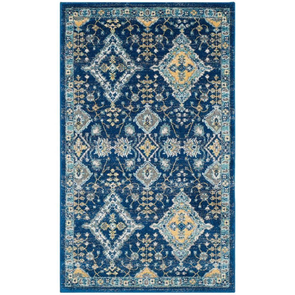 Evoke EVK224 Power Loomed Accent Rug - Royal/Ivory - 3'x5' - Safavieh.
