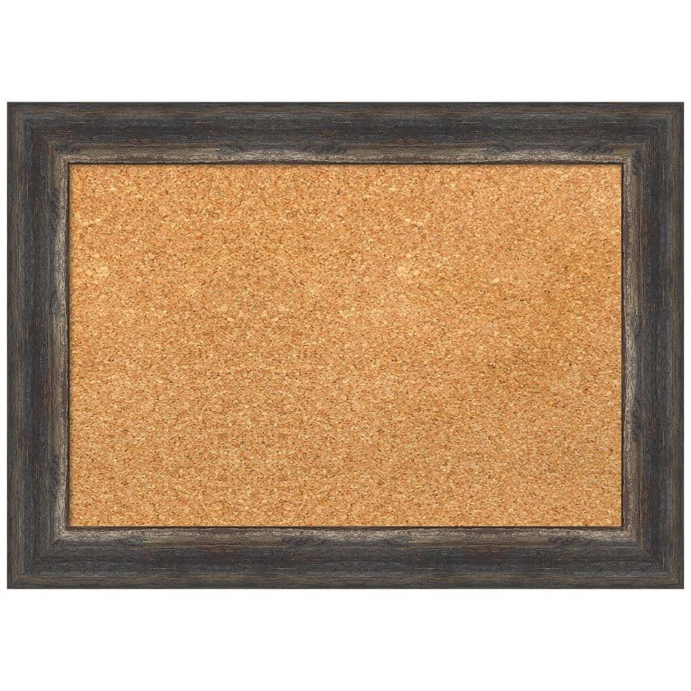 Amanti Art Natural Cork Board Framed Bark Rustic Char Narrow Bulletin Board 21 in. x 15 in.
