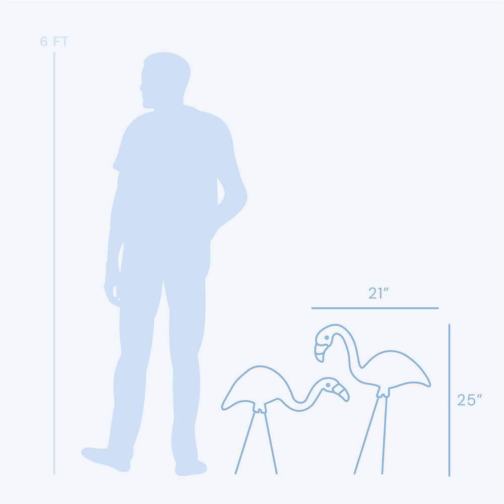 Bloem Spooky Indoor/Outdoor Black and Orange Halloween Flamingo Yard Decorations with Metal Stakes