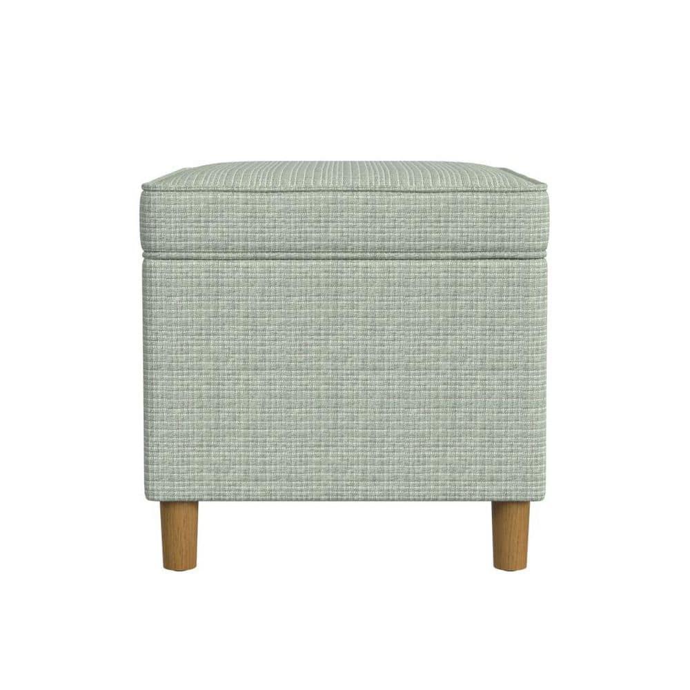 HomePop 24" Dinah Storage Ottoman Sage: Upholstered Footstool, Traditional Rectangle Shape, Spot Clean