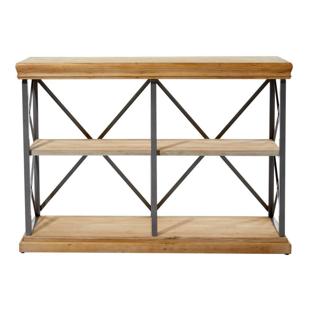 DecMode 48" x 34" Brown Wood 3-Tier Shelving Unit, 1-Piece