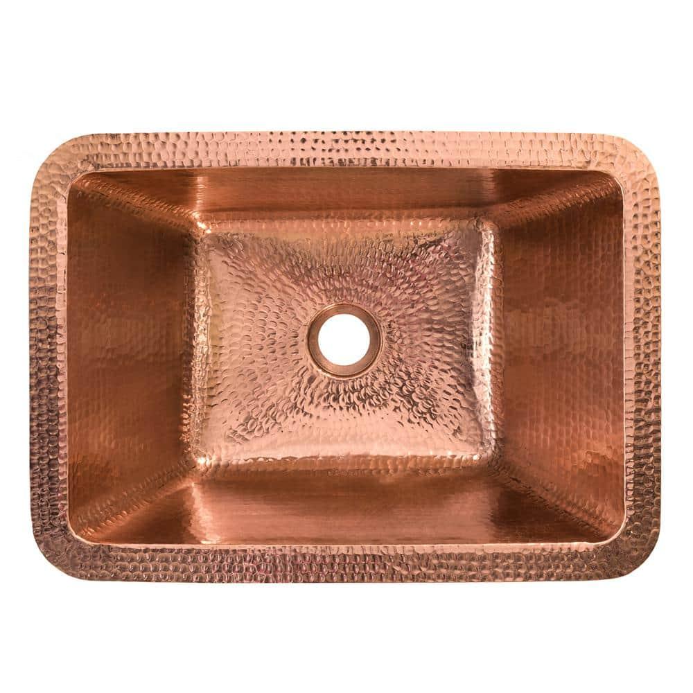 17" Rectangle Hammered Copper Bathroom Sink