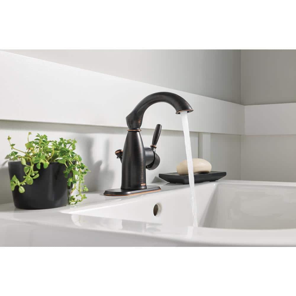 Moen Sarona Single Hole Bathroom Faucet with Drain Assembly and Optional Deckplate