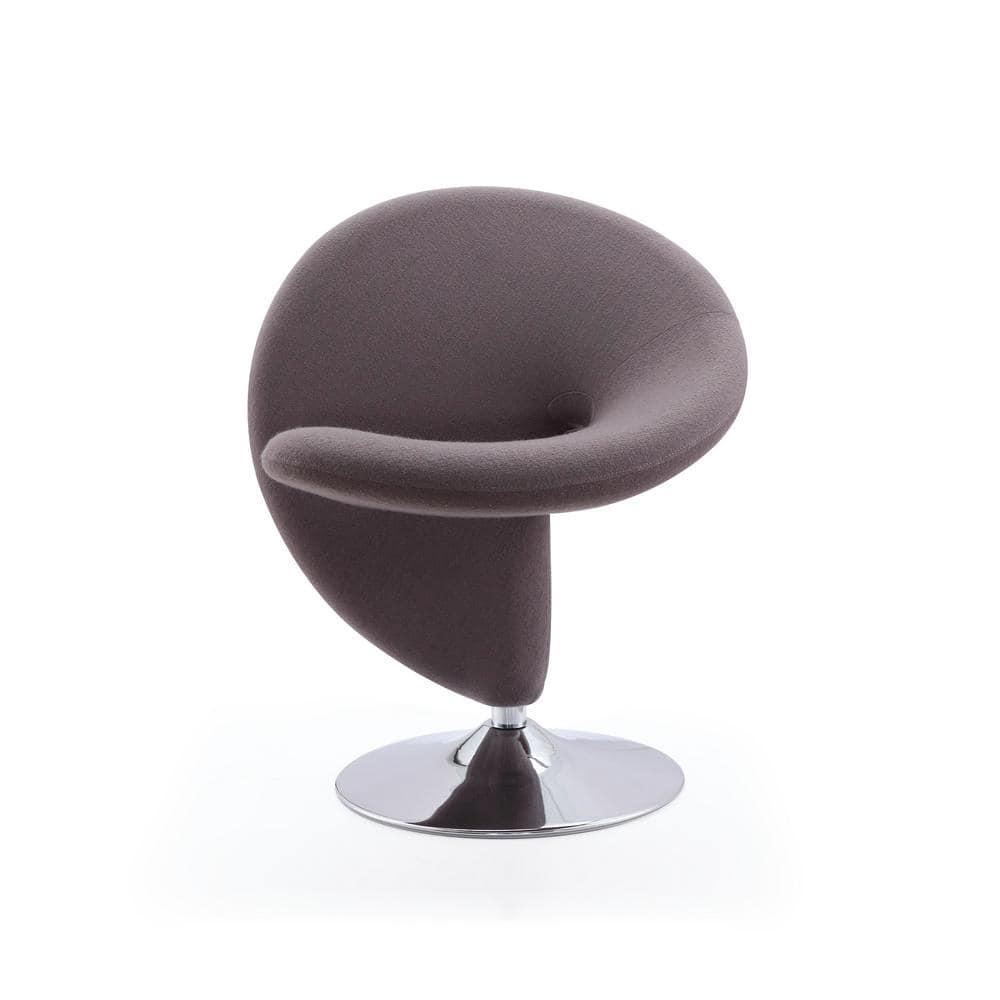 Set of 2 Curl Wool Blend Swivel Accent Chairs Gray - Manhattan Comfort: Modern Armless Design, Metal Frame, No Assembly Required