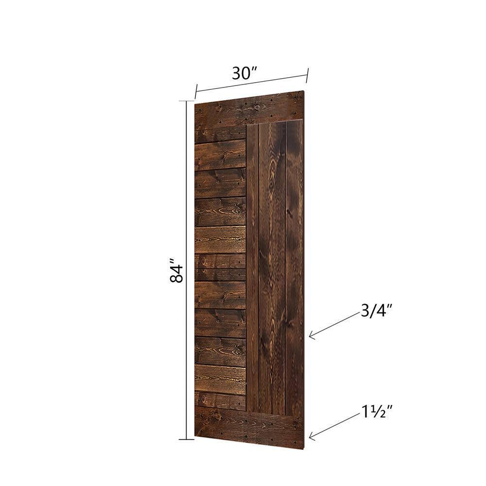 IsLife L Series Paneled Solid Wood Sliding Barn Door with Installation Hardware Kit -Assembly Needed