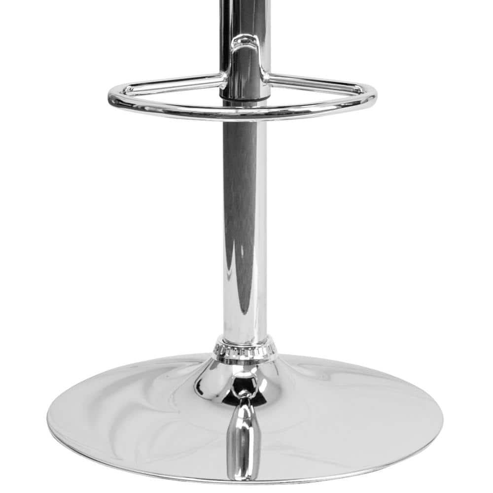 Flash Furniture Modern White Vinyl Adjustable Bar Stool with Back, Counter Height Swivel Stool with Chrome Pedestal Base