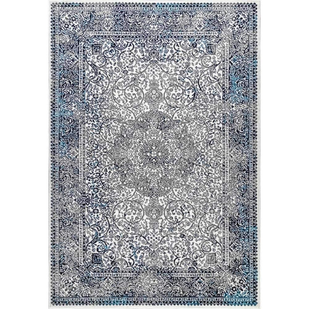 Nuloom Delores Oriental/Persian 9x12 Indoor Area Rug for Living Room Bedroom Dining Room Kitchen, Blue/Ivory