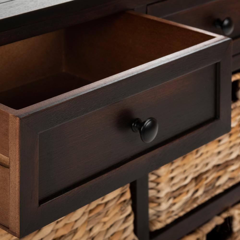 Herman Storage Unit with Wicker Baskets - Brown - Safavieh.