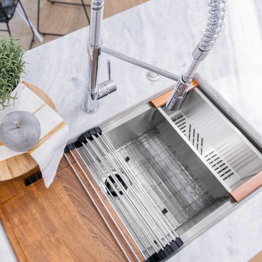 ZLINE 33 in. Garmisch Undermount Single Bowl Satin Stainless Steel Kitchen Sink with Bottom Grid and Accessories (SLS-33S)