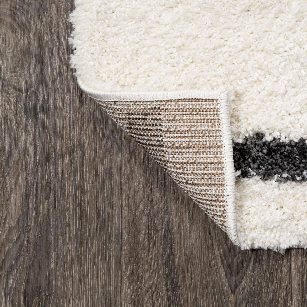 3'x5' Alaro Berber Stripe Shag Area Rug, White/Black - JONATHAN Y