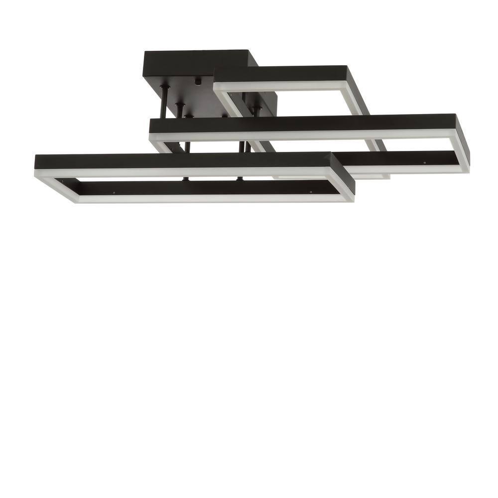 Turing 28" Geometric Integrated LED Metal Flush Mount, Black