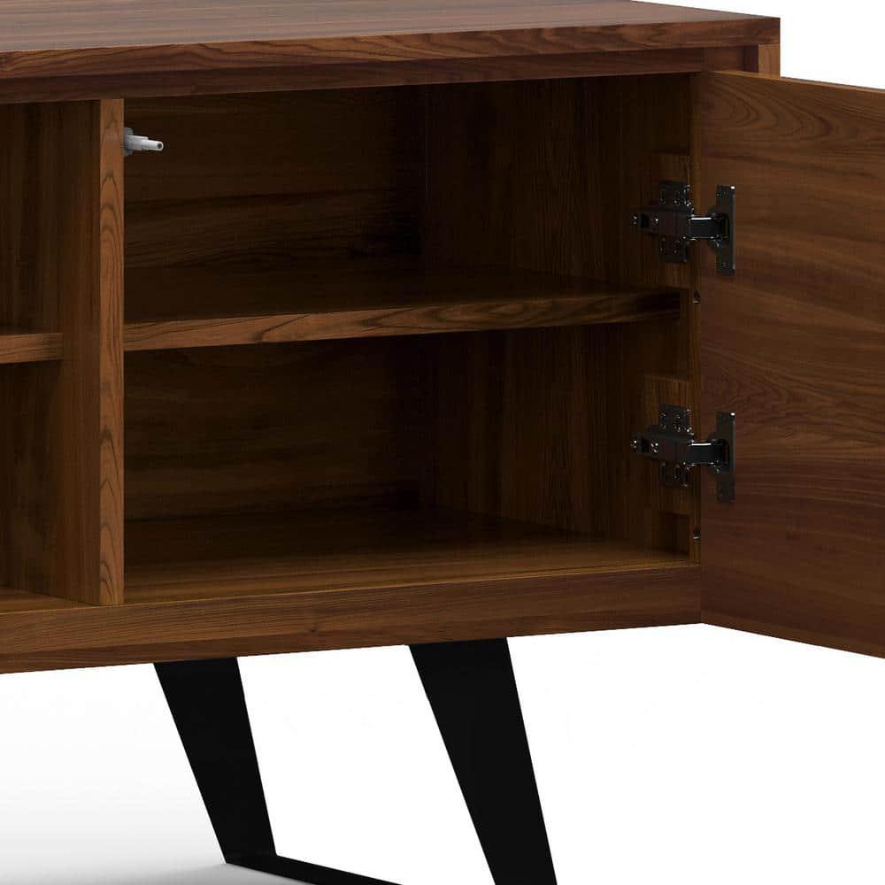Simpli Home Lowry 63"W Solid Wood Modern Industrial TV Stand for TVs up to 70" with Storage