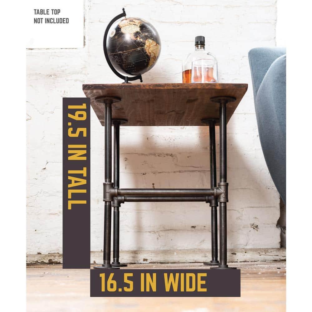 Industrial Pipe Table Leg Set,Metal Table Legs for Coffee and End Tables, Desks, Nightstand,2Pcs, 28" H × 18" W(Black)